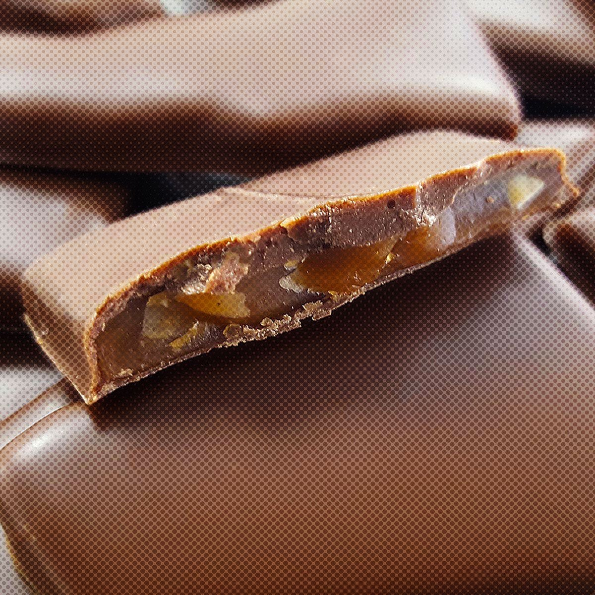 vegan chocolate candy with crunchy almond toffee