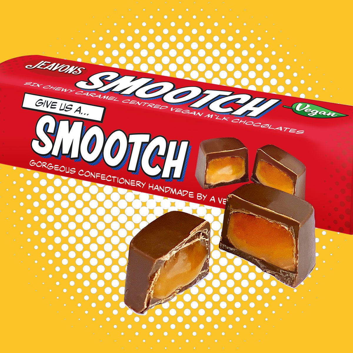 vegan caramel toffee in vegan chocolate