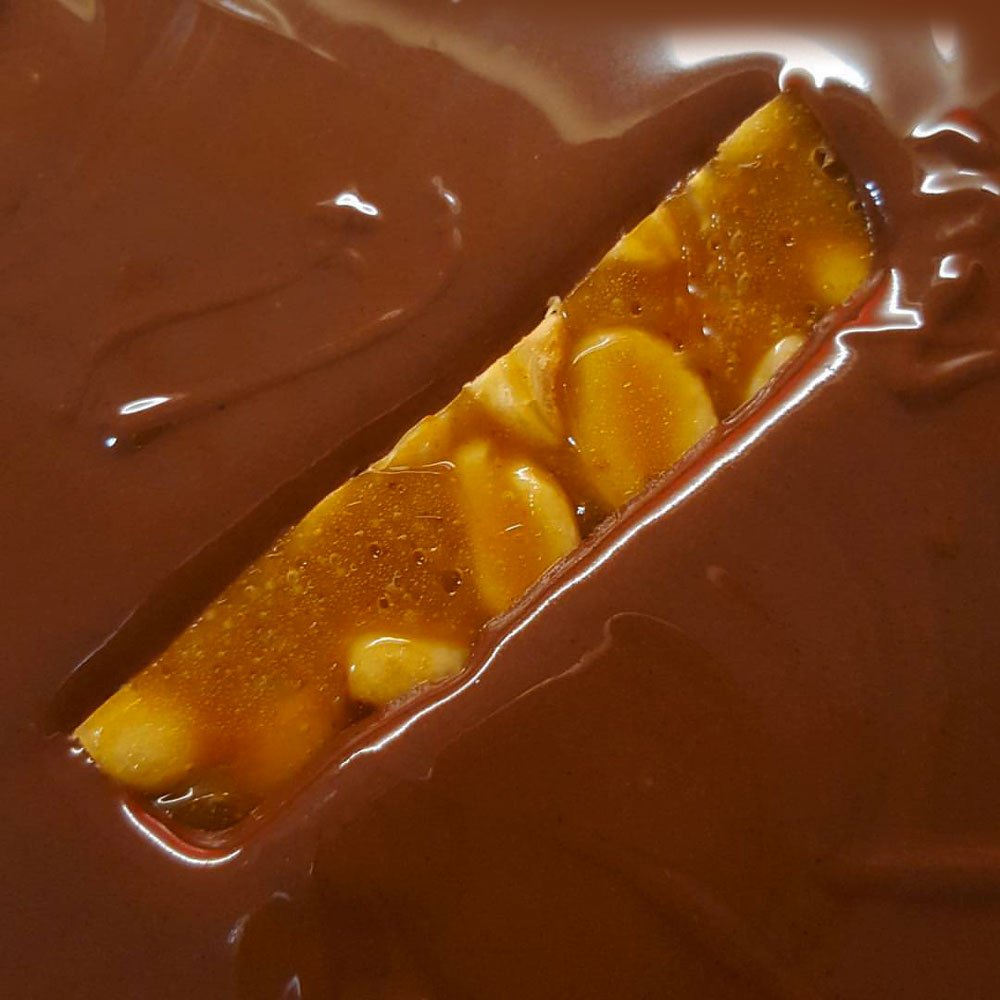 Peanut rabble caramel dipped in chocolate