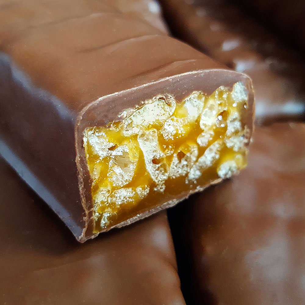 vegan toffee and puffed rice chocolate bar
