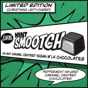 vegan mint caramel toffee in vegan chocolate