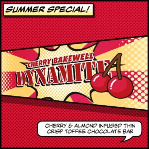 vegan thin crisp cherry bakewell toffee covered in vegan chocolate