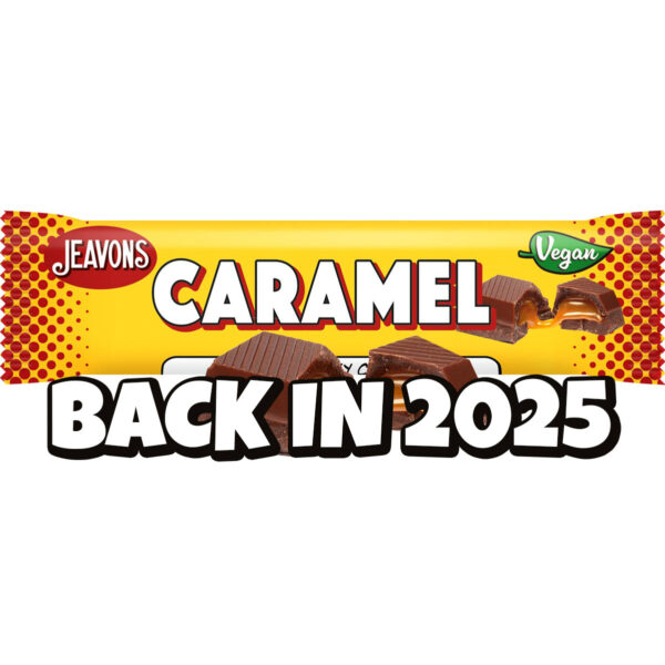 vegan caramel filled vegan chocolate candy bar