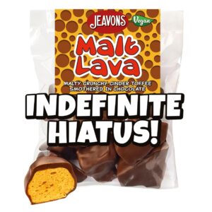 malt lava, malted honeycomb toffee in vegan alternative to milk chocolate